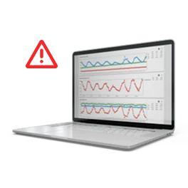 Laptop with graphs and data
