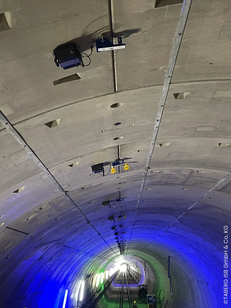 Tunnel with lighting and rails