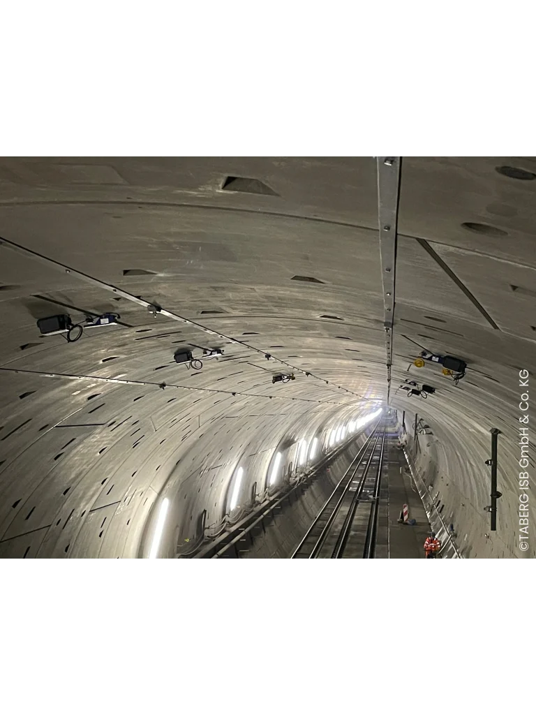 Tunnel with track and lighting